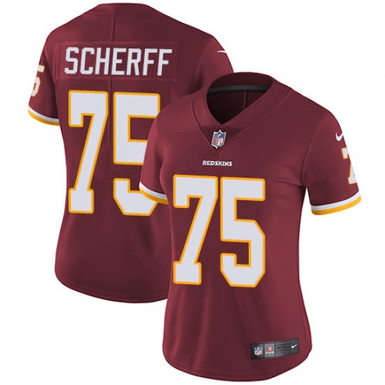 Women's Nike Washington Redskins 75 Brandon Scherff Elite Burgundy Red Team Color NFL Jersey