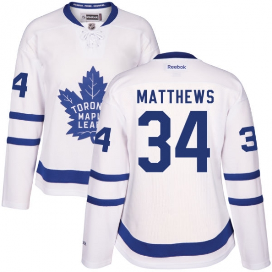 Women's Reebok Toronto Maple Leafs 34 Auston Matthews Authentic White Away NHL Jersey