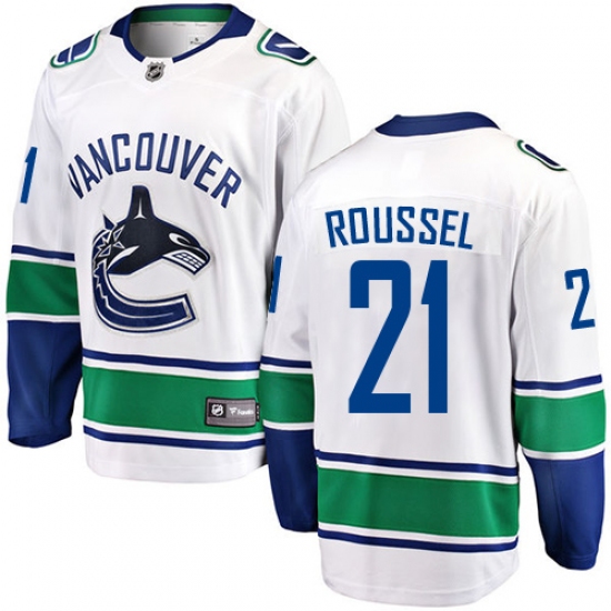 Men's Vancouver Canucks 21 Antoine Roussel Fanatics Branded White Away Breakaway NHL Jersey