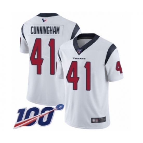 Men's Houston Texans 41 Zach Cunningham White Vapor Untouchable Limited Player 100th Season Football Jersey