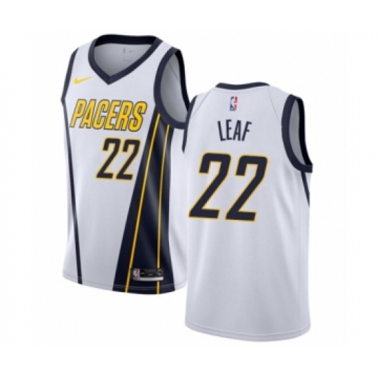 Men's Nike Indiana Pacers 22 T. J. Leaf White Swingman Jersey - Earned Edition