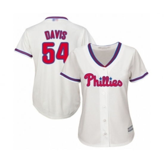 Women's Philadelphia Phillies 54 Austin Davis Authentic Cream Alternate Cool Base Baseball Player Jersey