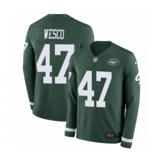 Youth New York Jets 47 Trevon Wesco Limited Green Therma Long Sleeve Football Jersey