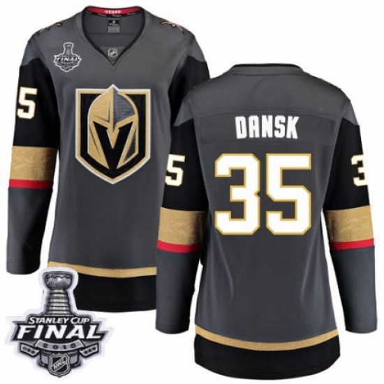 Women's Vegas Golden Knights 35 Oscar Dansk Authentic Black Home Fanatics Branded Breakaway 2018 Stanley Cup Final NHL Jersey