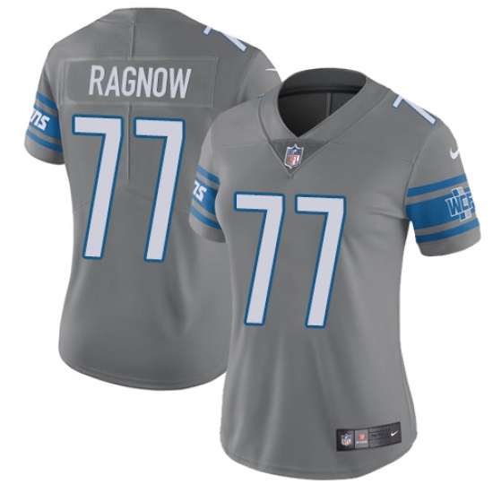 Women's Nike Detroit Lions 77 Frank Ragnow Limited Steel Rush Vapor Untouchable NFL Jersey