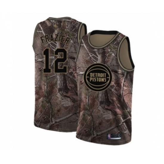 Women's Detroit Pistons 12 Tim Frazier Swingman Camo Realtree Collection Basketball Jersey