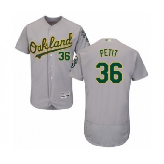 Men's Oakland Athletics 36 Yusmeiro Petit Grey Road Flex Base Authentic Collection Baseball Player Jersey