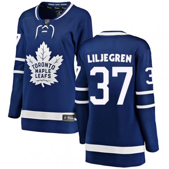 Women's Toronto Maple Leafs 37 Timothy Liljegren Authentic Royal Blue Home Fanatics Branded Breakaway NHL Jersey