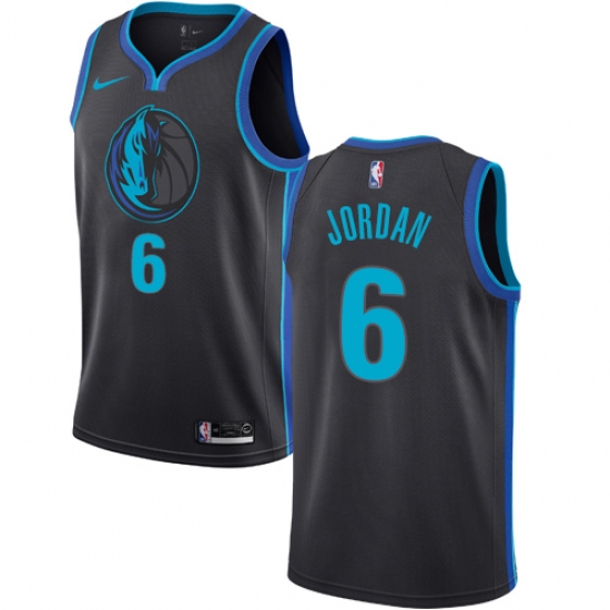 Men's Nike Dallas Mavericks 6 DeAndre Jordan Swingman Charcoal NBA Jersey - City Edition