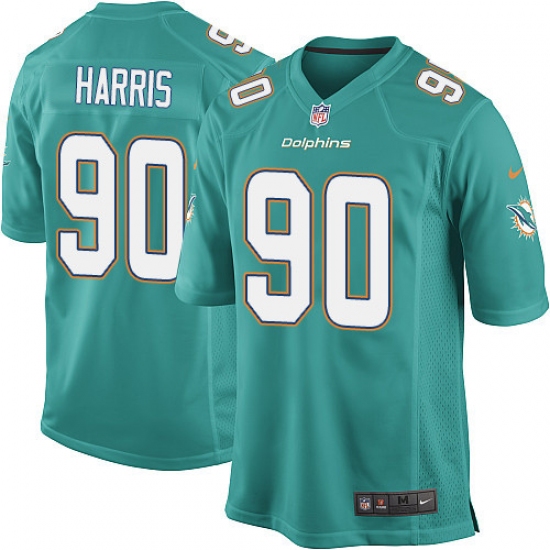 Men's Nike Miami Dolphins 90 Charles Harris Game Aqua Green Team Color NFL Jersey