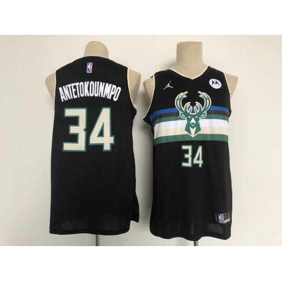 Men's Milwaukee Bucks 34 Giannis Antetokounmpo Hunter Black Authentic Jersey