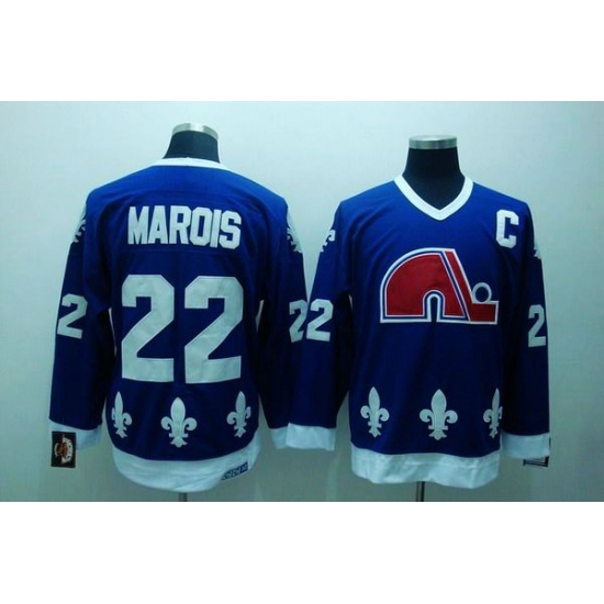 Nordiques 22 Mario Marois Stitched CCM Throwback Blue NHL Jersey