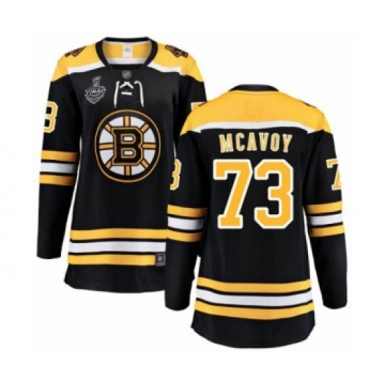 Women's Boston Bruins 73 Charlie McAvoy Authentic Black Home Fanatics Branded Breakaway 2019 Stanley Cup Final Bound Hockey Jersey