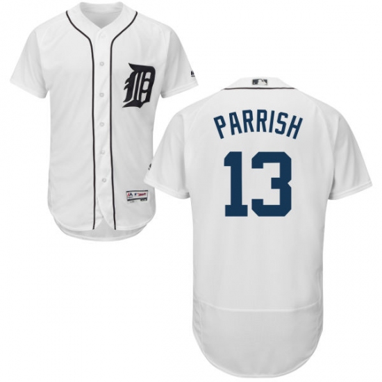 Men's Majestic Detroit Tigers 13 Lance Parrish White Home Flex Base Authentic Collection MLB Jersey