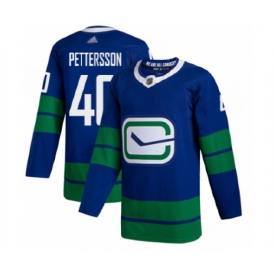 Men's Vancouver Canucks 40 Elias Pettersson Authentic Royal Blue Alternate Hockey Jersey