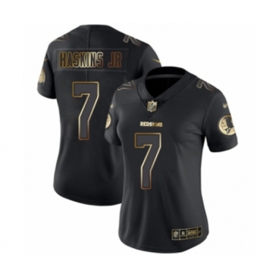 Women's Washington Redskins 7 Dwayne Haskins Black Gold Vapor Untouchable Limited Player Football Jersey