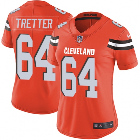 Women's Nike Cleveland Browns 64 JC Tretter Orange Alternate Vapor Untouchable Limited Player NFL Jersey