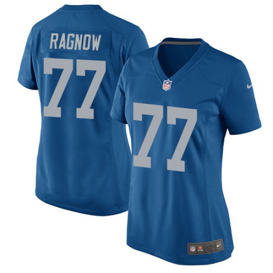 Women's Nike Detroit Lions 77 Frank Ragnow Game Blue Alternate NFL Jersey