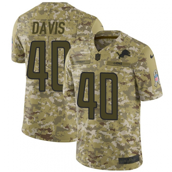 Men's Nike Detroit Lions 40 Jarrad Davis Limited Camo 2018 Salute to Service NFL Jersey