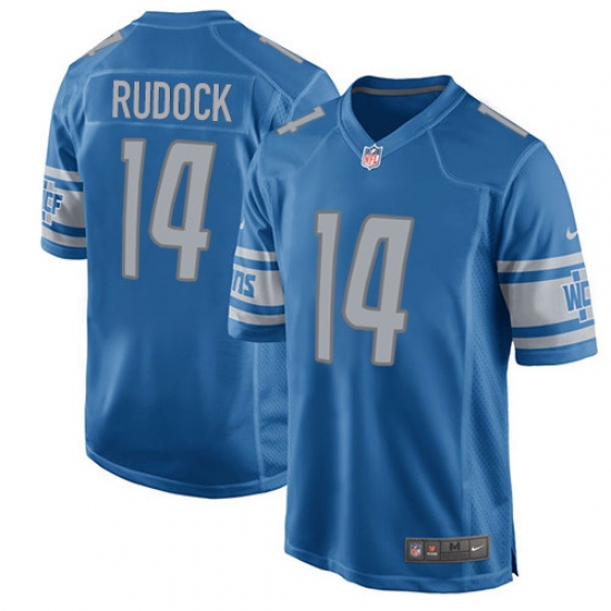 Men's Nike Detroit Lions 14 Jake Rudock Game Light Blue Team Color NFL Jersey