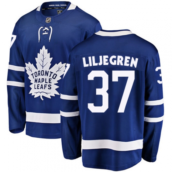 Men's Toronto Maple Leafs 37 Timothy Liljegren Authentic Royal Blue Home Fanatics Branded Breakaway NHL Jersey