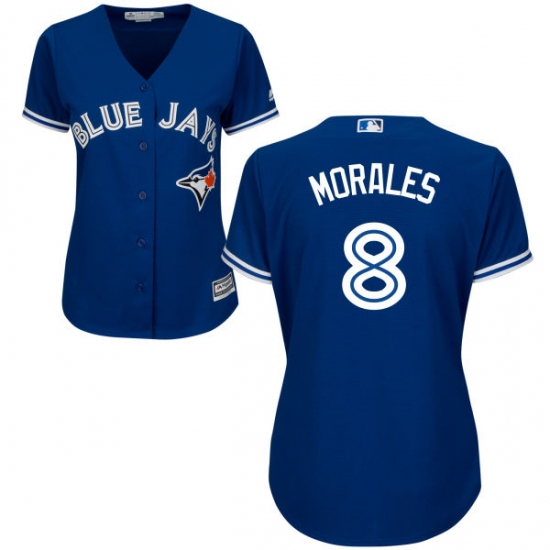 Women's Majestic Toronto Blue Jays 8 Kendrys Morales Authentic Blue Alternate MLB Jersey