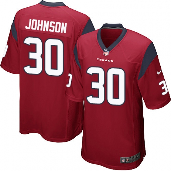 Men's Nike Houston Texans 30 Kevin Johnson Game Red Alternate NFL Jersey