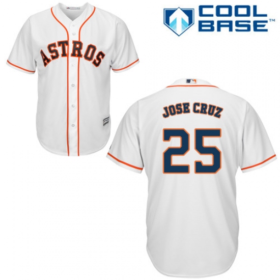 Men's Majestic Houston Astros 25 Jose Cruz Jr. Replica White Home Cool Base MLB Jersey