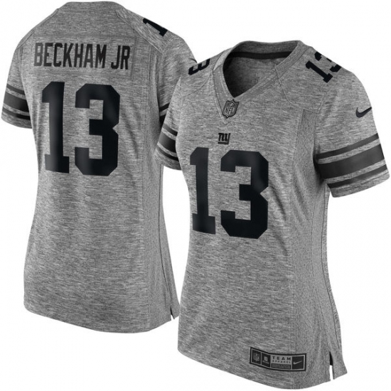 Women's Nike New York Giants 13 Odell Beckham Jr Limited Gray Gridiron NFL Jersey