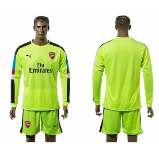 Arsenal Blank Shiny Green Goalkeeper Long Sleeves Soccer Club Jersey