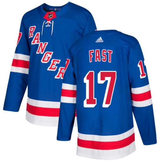 Men's Adidas New York Rangers 17 Jesper Fast Authentic Royal Blue Home NHL Jersey