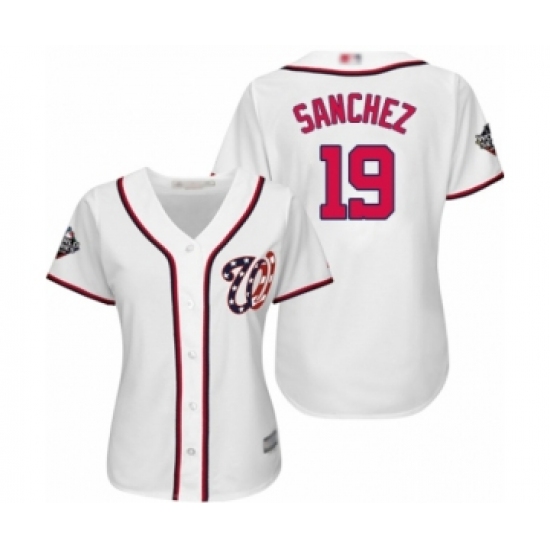 Women's Washington Nationals 19 Anibal Sanchez Authentic White Home Cool Base 2019 World Series Bound Baseball Jersey