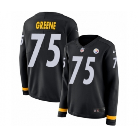 Women's Nike Pittsburgh Steelers 75 Joe Greene Limited Black Therma Long Sleeve NFL Jersey