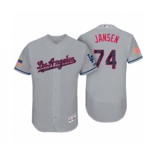 Men's Los Angeles Dodgers 74 Kenley Jansen Gray 2017 Independence Day Flex Base Jersey