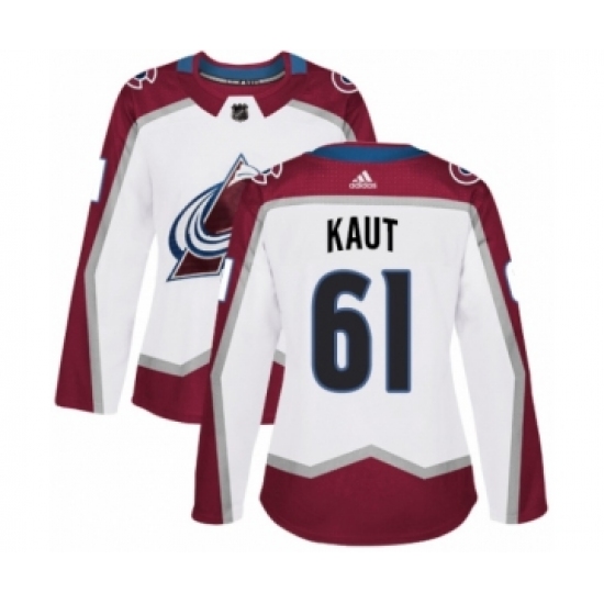 Women's Adidas Colorado Avalanche 61 Martin Kaut Authentic White Away NHL Jersey