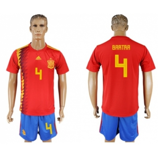 Spain 4 Bartra Home Soccer Country Jersey