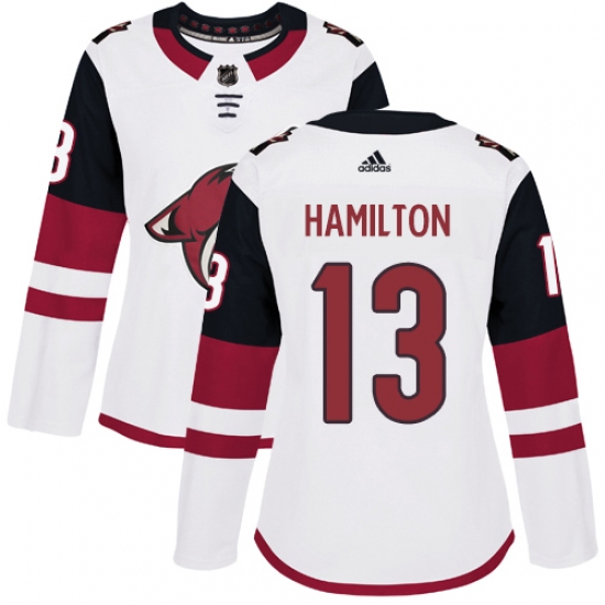 Women's Adidas Arizona Coyotes 13 Freddie Hamilton Authentic White Away NHL Jersey