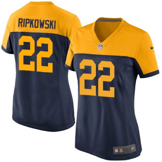 Women's Nike Green Bay Packers 22 Aaron Ripkowski Limited Navy Blue Alternate NFL Jersey