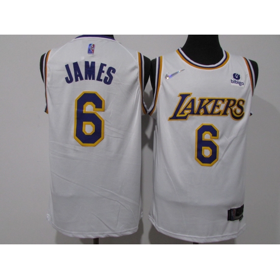 Men's Los Angeles Lakers 6 LeBron James White Jersey