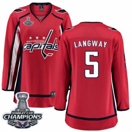 Women's Washington Capitals 5 Rod Langway Fanatics Branded Red Home Breakaway 2018 Stanley Cup Final Champions NHL Jersey