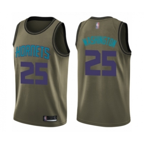 Men's Charlotte Hornets 25 PJ Washington Swingman Green Salute to Service Basketball Jersey