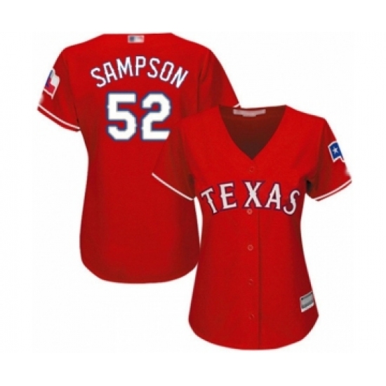 Women's Texas Rangers 52 Adrian Sampson Authentic Red Alternate Cool Base Baseball Player Jersey