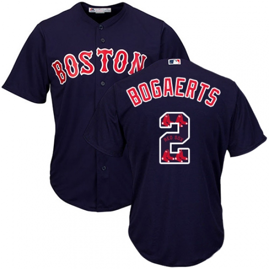 Men's Majestic Boston Red Sox 2 Xander Bogaerts Authentic Navy Blue Team Logo Fashion Cool Base MLB Jersey