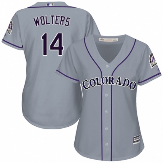 Women's Majestic Colorado Rockies 14 Tony Wolters Authentic Grey Road Cool Base MLB Jersey