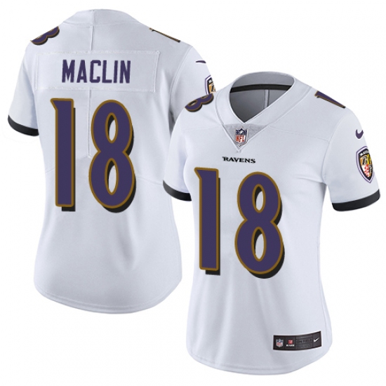 Women's Nike Baltimore Ravens 18 Jeremy Maclin White Vapor Untouchable Limited Player NFL Jersey