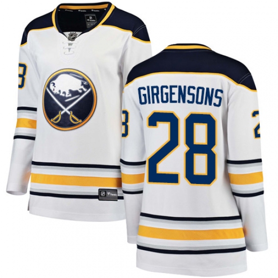 Women's Buffalo Sabres 28 Zemgus Girgensons Fanatics Branded White Away Breakaway NHL Jersey