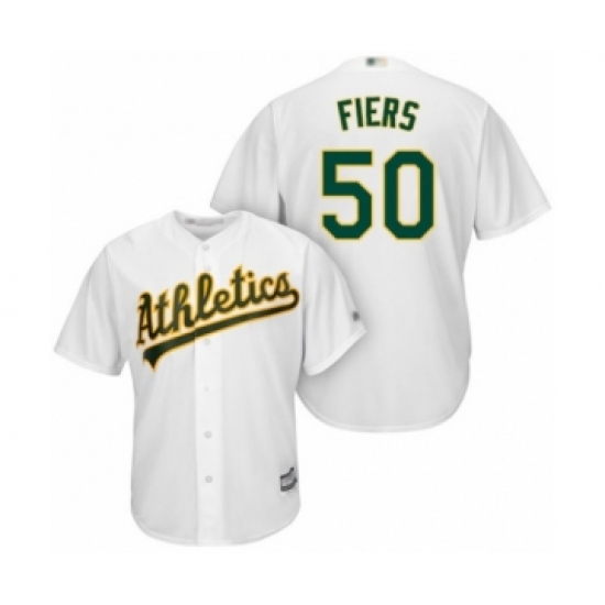 Youth Oakland Athletics 50 Mike Fiers Authentic White Home Cool Base Baseball Player Jersey