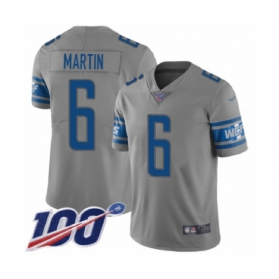 Youth Detroit Lions 6 Sam Martin Limited Gray Inverted Legend 100th Season Football Jersey