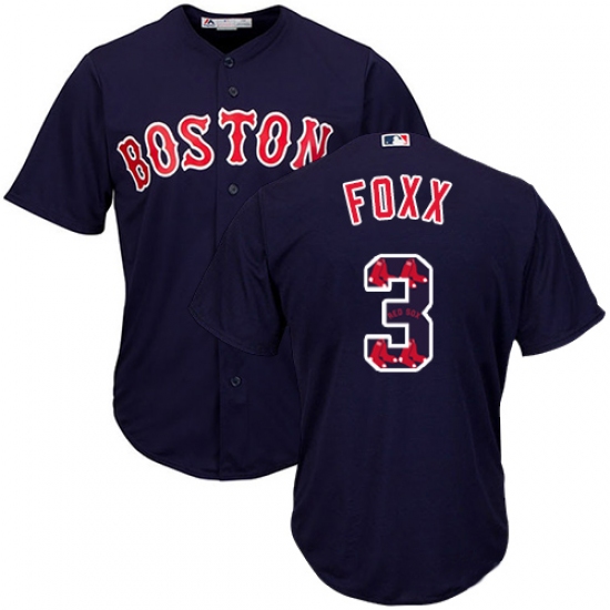 Men's Majestic Boston Red Sox 3 Jimmie Foxx Authentic Navy Blue Team Logo Fashion Cool Base MLB Jersey