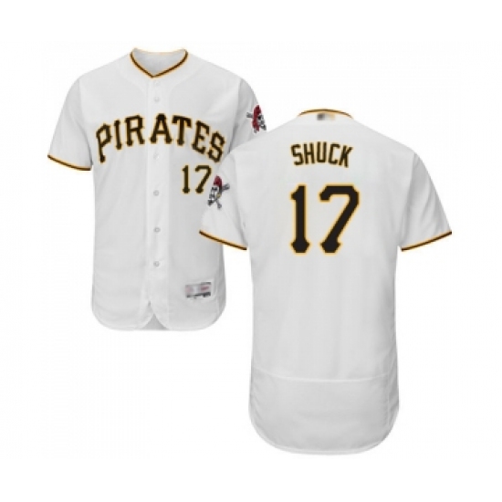 Men's Pittsburgh Pirates 17 JB Shuck White Home Flex Base Authentic Collection Baseball Jersey